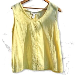 :14: Vintage Evan Picone Sleeveless Pale Yellow Ramie Top.